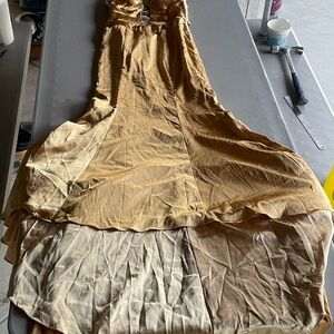 Gold Prom Dress- with train size 0